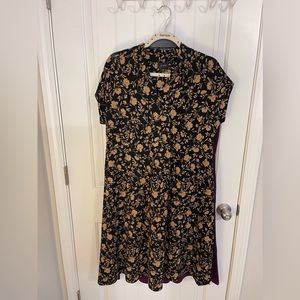 J. Jill short sleeve black dress with floral design